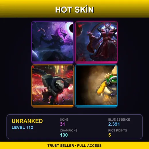 VN | Blood Moon Zilean | PROJECT: Zed | Dark Star Thresh | King Rammus | 31 Skin | 130 Champ | Lv112