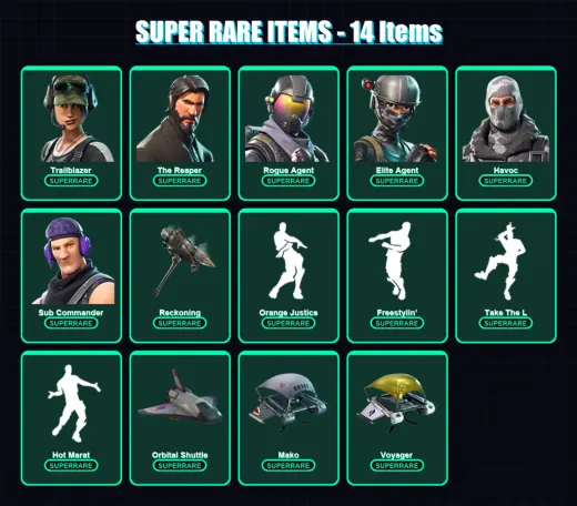 [PC/XBOX/PSN] | Trailblazer | The Reaper | Rogue Agent | Elite Agent | Havoc | 43 skin | 44 pickaxe | 80 emote | 43 glider | Lv538