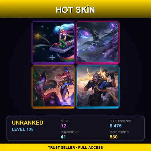 BR | Spirit Blossom Soraka | Arcade Sona | Lunar Wraith Caitlyn | Lunar Beast Viego | 12 Skin | 41 Champ | Lv135