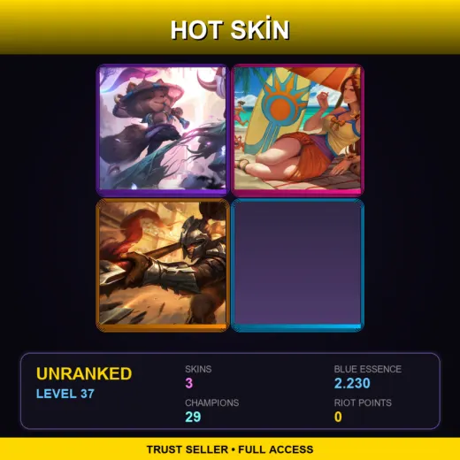 BR | Spirit Blossom Teemo | Pool Party Leona | Viscero Xin Zhao | 3 Skin | 29 Champ | Lv37