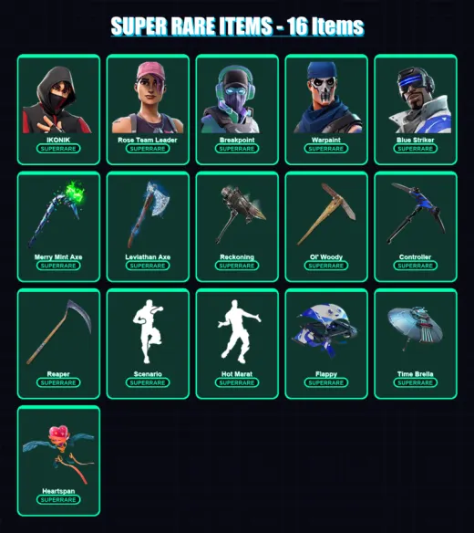 [PC/XBOX] | IKONIK | Rose Team Leader | Breakpoint | Warpaint | Blue Striker | 185 skin | 174 pickaxe | 158 emote | 157 glider | Lv2531