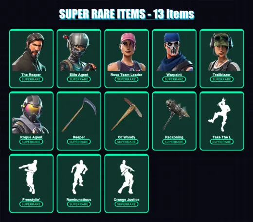 [PC/XBOX/PSN] | The Reaper | Elite Agent | Rose Team Leader | Warpaint | Trailblazer | 87 skin | 40 pickaxe | 55 emote | 38 glider | Lv271