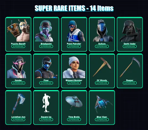 [PC/XBOX/PSN] | Psycho Bandit | Breakpoint | Point Patroller | Sultura | Darth Vader | 314 skin | 291 pickaxe | 212 emote | 205 glider | Lv3889
