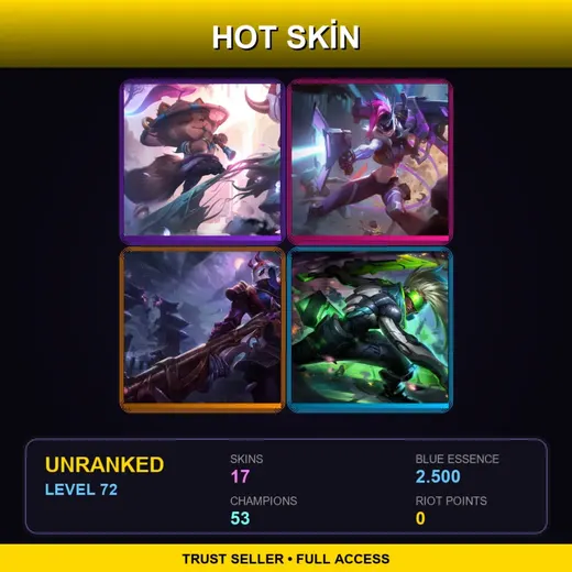 LAN | Spirit Blossom Teemo | PROJECT: Jinx | Blood Moon Jhin | PROJECT: Ekko | 17 Skin | 53 Champ | Lv72