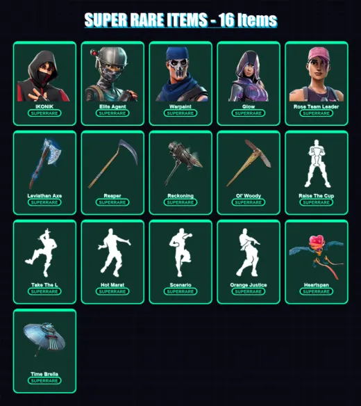 [PC/XBOX/PSN] | IKONIK | Elite Agent | Warpaint | Glow | Rose Team Leader | 229 skin | 201 pickaxe | 212 emote | 174 glider | Lv2523