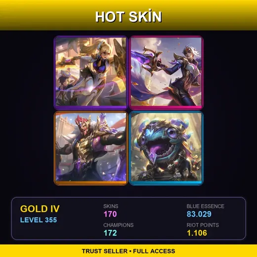 LAN | Prestige Battle Academia Leona | Victorious Fiora | Victorious Draven | Victorious Kog'Maw | 170 Skin | 172 Champ | Gold IV | Lv355