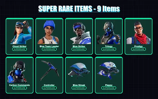 [PS4/PS5/XBOX/PC] | Cloud Striker | Blue Team Leader | Blue Striker | Trilogy | Prodigy | 6 skin | 2 pickaxe | 1 emote | 5 glider | Lv28