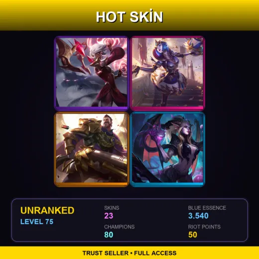TR | Conqueror Karma | Victorious Orianna | Victorious Graves | Dragon Sorceress Zyra | 23 Skin | 80 Champ | Lv75