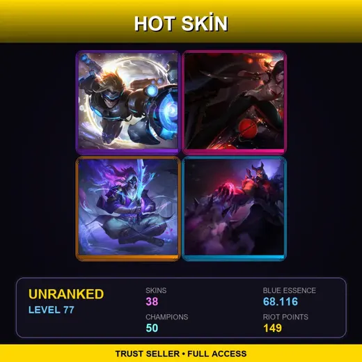 LAS | Spirit Blossom Master Yi | Pulsefire Ezreal | Blood Moon Shen | High Noon Thresh | 38 Skin | 50 Champ | Lv77