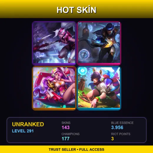 EUW | Challenger Nidalee | Pulsefire Twisted Fate | Arcade Miss Fortune | Arcade Ahri | 143 Skin | 177 Champ | Lv291