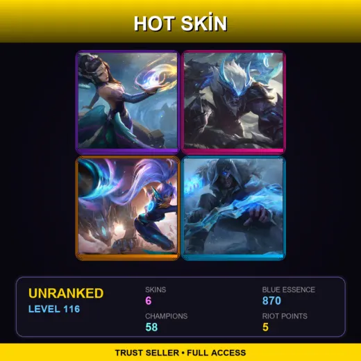 BR | Majestic Empress Morgana | Dragonslayer Trundle | Super Galaxy Nidalee | Freljord Sylas | 6 Skin | 58 Champ | Lv116