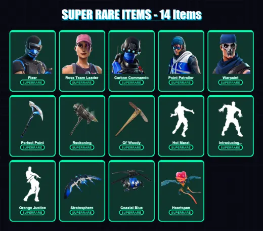 [PC/XBOX] | Fixer | Rose Team Leader | Carbon Commando | Point Patroller | Warpaint | 131 skin | 178 pickaxe | 145 emote | 169 glider | Lv2306