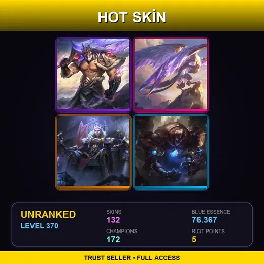 EUNE | Victorious Tryndamere | Victorious Anivia | Victorious Sejuani | Hextech Galio | 132 Skin | 172 Champ | Lv370