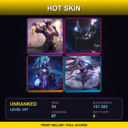 LAN | Victorious Twisted Fate | Cosmic Defender Xin Zhao | Cosmic Huntress Nidalee | Spirit Blossom Kindred | 54 Skin | 87 Champ | Lv297