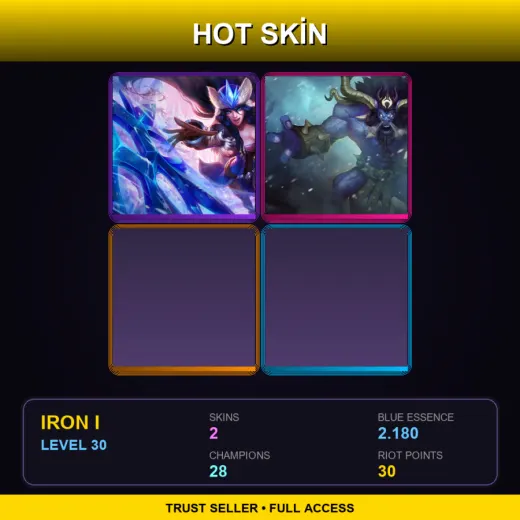 EUW | Snowstorm Sivir | Unchained Alistar | 2 Skin | 28 Champ | Iron I | Lv30