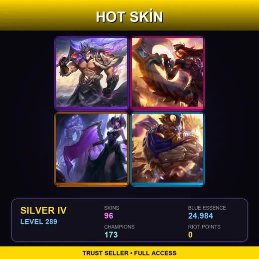 VN | Victorious Tryndamere | Victorious Sivir | Victorious Morgana | Victorious Maokai | 96 Skin | 173 Champ | Silver IV | Lv289