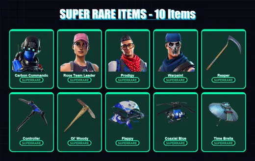 [PS4/PS5/XBOX/PC] | Carbon Commando | Rose Team Leader | Prodigy | Warpaint | Ravage | 214 skin | 196 pickaxe | 154 emote | 121 glider | Lv1118