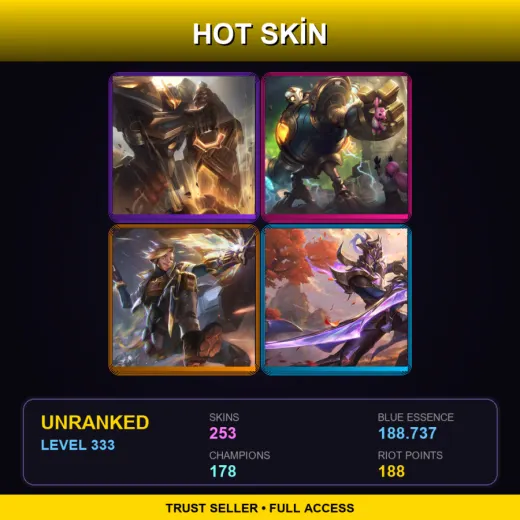 TR | Prestige Mecha Kingdoms Garen | Victorious Blitzcrank | Prestige PsyOps Ezreal | Victorious Master Yi | 253 Skin | 178 Champ | Lv333