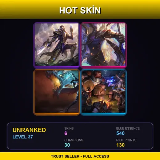 EUW | Victorious Lucian | Victorious Aatrox | Dragonslayer Vayne | Varus Swiftbolt | 6 Skin | 30 Champ | Lv37