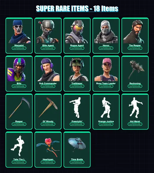 [PC/PSN] | Warpaint | Elite Agent | Rogue Agent | Havoc | The Reaper | 177 skin | 170 pickaxe | 164 emote | 157 glider | Lv2242