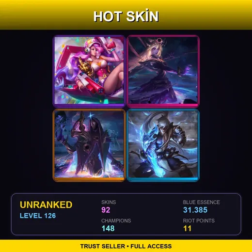 SG | High Noon Twisted Fate | Arcade Miss Fortune | Dark Cosmic Lux | High Noon Jhin | 92 Skin | 148 Champ | Lv126