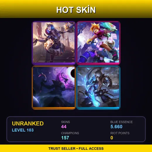 VN | Victorious Orianna | Star Guardian Miss Fortune | Star Guardian Akali | High Noon Urgot | 44 Skin | 157 Champ | Lv103