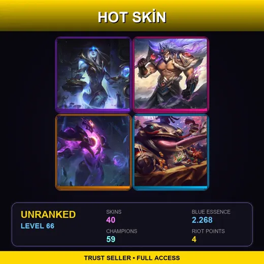 VN | Victorious Tryndamere | Cosmic Queen Ashe | Dark Star Xerath | Coin Emperor Tahm Kench | 40 Skin | 59 Champ | Lv66 — Coin Emperor Tahm Kench