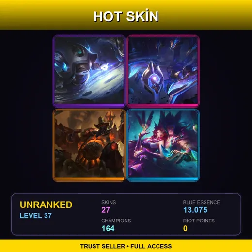 TW | Cosmic Enchantress Lulu | High Noon Urgot | Cosmic Sting Skarner | Star Guardian Xayah | 27 Skin | 164 Champ | Lv37 — LoL account