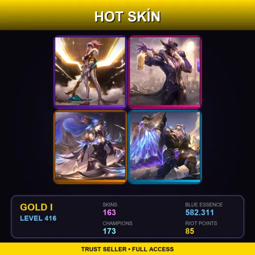 EUW | Prestige K/DA Akali (2022) | Victorious Twisted Fate | Victorious Sona | Victorious Braum | 163 Skin | 173 Champ | Gold I | Lv416