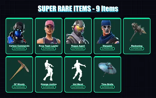 [PS4/PS5/XBOX/PC] | Carbon Commando | Rose Team Leader | Rogue Agent | Warpaint | Zenith | 51 skin | 61 pickaxe | 58 emote | 73 glider | Lv938