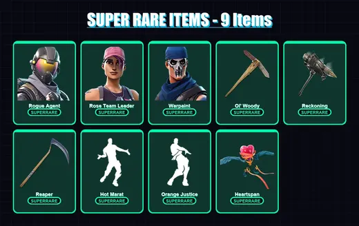 [PC/XBOX/PSN] | Rogue Agent | Rose Team Leader | Warpaint | Valor | Lynx | 54 skin | 32 pickaxe | 49 emote | 38 glider | Lv386