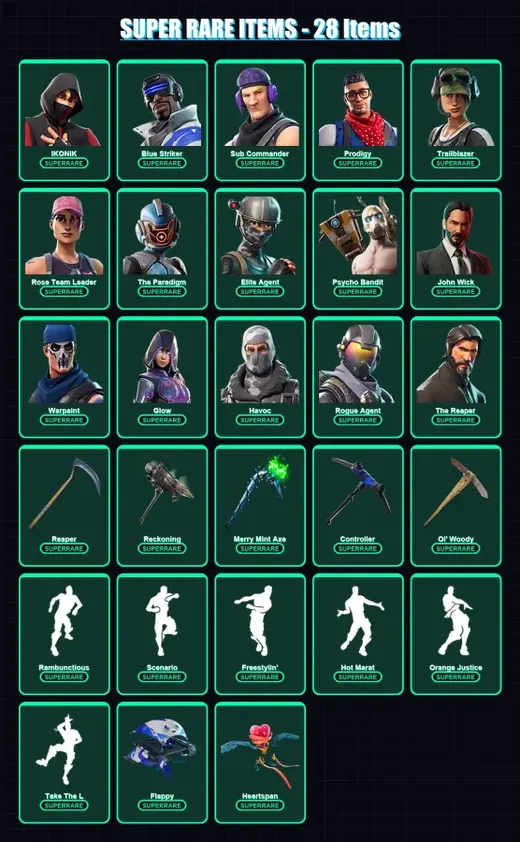 [PC/XBOX/PSN] | IKONIK | Blue Striker | Sub Commander | Prodigy | Trailblazer | 355 skin | 215 pickaxe | 202 emote | 144 glider | Lv1687