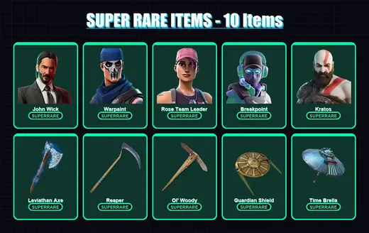[PC/XBOX/PSN] | John Wick | Warpaint | Rose Team Leader | Breakpoint | Kratos | 223 skin | 198 pickaxe | 161 emote | 169 glider | Lv2435