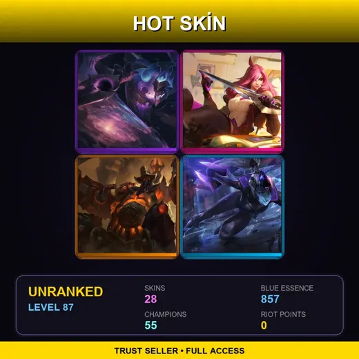SG | Battle Academia Katarina | High Noon Urgot | Dark Star Shaco | PROJECT: Vayne | 28 Skin | 55 Champ | Lv87 — LoL account