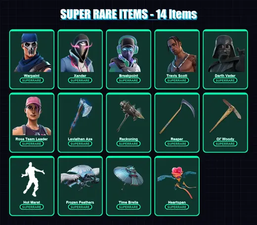 [PC/PSN] | Warpaint | Xander | Breakpoint | Travis Scott | Darth Vader | 387 skin | 363 pickaxe | 309 emote | 265 glider | Lv3409