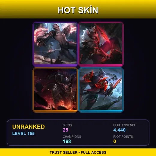 SG | PROJECT: Sylas | Blood Moon Pyke | Dragonslayer Pantheon | Immortal Journey Zed | 25 Skin | 168 Champ | Lv155 — Immortal Journey Zed