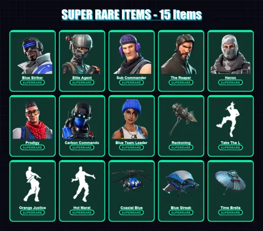 [PS4/PS5/XBOX/PC] | Blue Striker | Elite Agent | Sub Commander | The Reaper | Havoc | 56 skin | 39 pickaxe | 58 emote | 48 glider | Lv671
