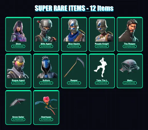 [PC] | Glow | Elite Agent | Blue Squire | Royale Knight | The Reaper | 102 skin | 79 pickaxe | 79 emote | 85 glider | Lv1049