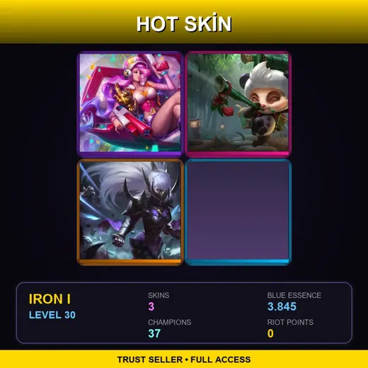 NA | Arcade Miss Fortune | Panda Teemo | Nightblade Irelia | 3 Skin | 37 Champ | Iron I | Lv30