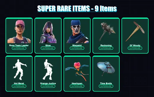 [PS4/PS5/XBOX/PC] | Rose Team Leader | Glow | Warpaint | Ruin | The Visitor | 129 skin | 113 pickaxe | 99 emote | 121 glider | Lv1603