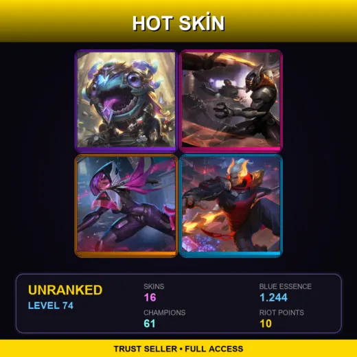 BR | Victorious Kog'Maw | PROJECT: Yi | PROJECT: Irelia | Lunar Beast Jarvan IV | 16 Skin | 61 Champ | Lv74