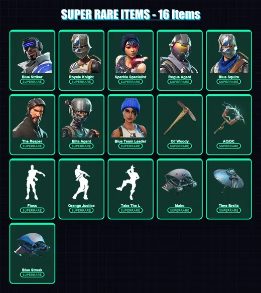 [PS4/PS5/PC] | Blue Striker | Royale Knight | Sparkle Specialist | Rogue Agent | Blue Squire | 79 skin | 123 pickaxe | 93 emote | 119 glider | Lv162