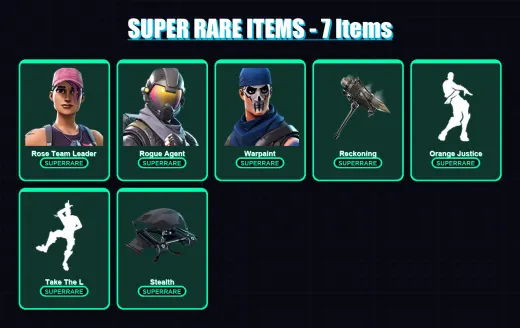 [PC/XBOX/PSN] | Rose Team Leader | Rogue Agent | Warpaint | Love Ranger | Calamity | 24 skin | 18 pickaxe | 25 emote | 20 glider | Lv176