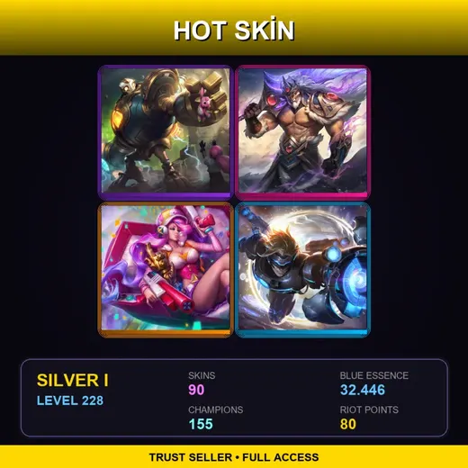 BR | Victorious Blitzcrank | Victorious Tryndamere | Cosmic Devourer Vladimir | Star Guardian Akali | 90 Skin | 155 Champ | Silver I | Lv228