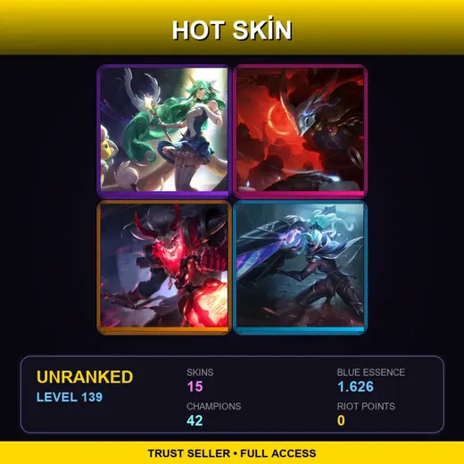 LAS | Star Guardian Soraka | Blood Moon Yasuo | Blood Moon Thresh | Lunar Eclipse Senna | 15 Skin | 42 Champ | Lv139