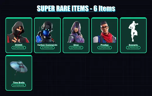 [PS4/PS5/XBOX/PC] | IKONIK | Carbon Commando | Glow | Prodigy | Rox | 68 skin | 128 pickaxe | 100 emote | 106 glider | Lv1556