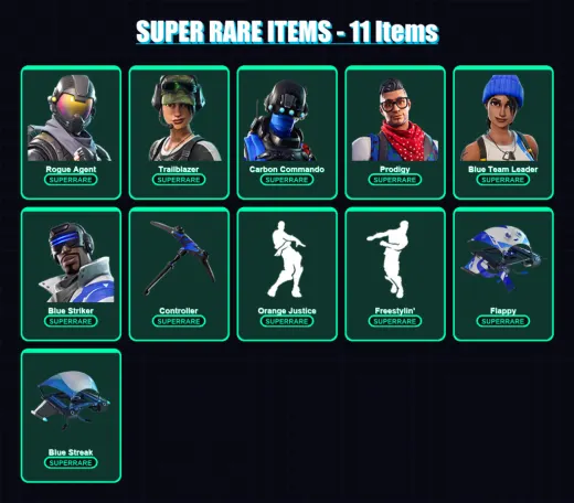 [PC/XBOX/PSN] | Rogue Agent | Trailblazer | Carbon Commando | Prodigy | Blue Team Leader | 8 skin | 9 pickaxe | 12 emote | 11 glider | Lv169