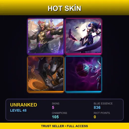 BR | Victorious Draven | Dark Valkyrie Diana | Galactic Renekton | Gothic Orianna | 5 Skin | 105 Champ | Lv48