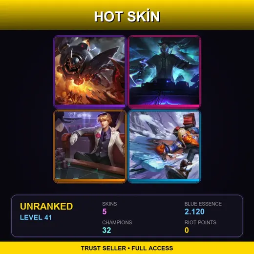 LAS | Lancer Rogue Blitzcrank | True Damage Yasuo | Debonair Ezreal | Snow Day Singed | 5 Skin | 32 Champ | Lv41