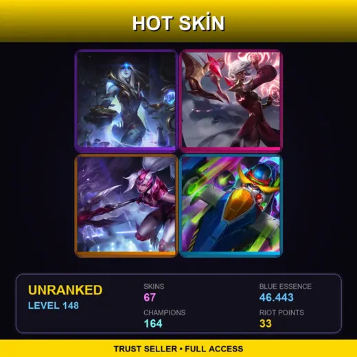 VN | Conqueror Karma | Challenger Nidalee | Battle Academia Garen | Star Guardian Ekko | 67 Skin | 164 Champ | Lv148